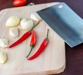 Chilli And Garlic Means Red Pepper And Cayenne Royalty Free Stock Photo