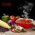 Chilli and Ingredients with Steam Rising