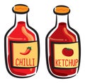 Chilli and ketchup bottle