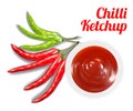 Chilli ketchup suace in dish with chilli