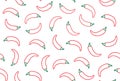 Chilli pepper background, spicy vegetable seamless pattern. Jalapeno line icons. Mexican food vector illustration, red Royalty Free Stock Photo