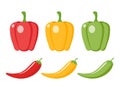 Chilli pepper and bell pepper cartoon clipart. Royalty Free Stock Photo