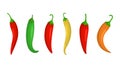 Chilli pepper isolated icons Royalty Free Stock Photo