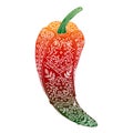 Chilli Pepper Vegetable Ukrainian Ornament Hand Drawn Pattern. Outline Coloured Royalty Free Stock Photo