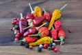 Chilli peppers and peppercorns Royalty Free Stock Photo