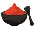chilli powder in mortar stone Royalty Free Stock Photo