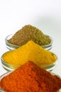 Chilli Powder, Turmeric Powder & Coriander powder Royalty Free Stock Photo