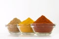 Chilli Powder, Turmeric Powder & Coriander powder in Bowl Royalty Free Stock Photo