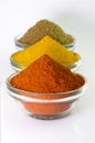 Chilli Powder, Turmeric Powder & Coriander powder in Bowl Royalty Free Stock Photo