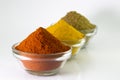 Chilli Powder, Turmeric Powder & Coriander powder in Bowl Royalty Free Stock Photo