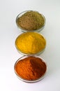 Chilli Powder, Turmeric Powder & Coriander powder in Bowl Royalty Free Stock Photo