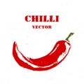 Chilli rough stylized print. Vector logo.