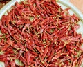 Chilli on a tray for drying in sunlight