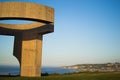 Chillida`s Eulogy to the Horizon Elogio del Horizonte in Cerro de Santa Catalina, in Gijon, Asturias, Spain. Art sculpture Royalty Free Stock Photo