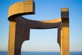 Chillida`s Eulogy to the Horizon Elogio del Horizonte in Cerro de Santa Catalina, in Gijon, Asturias, Spain. Art sculpture Royalty Free Stock Photo