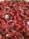 Chillies bright texture. Drying mirchi in sunny. Byadagi mirchi, Indian hot spices. Chilli Capsicum pepper used in spicy food