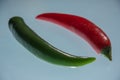 Chillies, different types and colors in the foreground Royalty Free Stock Photo