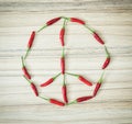 Chillies in the peace symbol shape