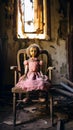 Eerie Twilight: Haunting Doll in Abandoned Victorian Mansion