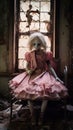 Eerie Twilight: Haunting Doll in Abandoned Victorian Mansion