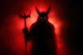 Chilling Presence Creepy Devil Silhouette Hauntingly Enveloped in Darkness. created with Generative AI