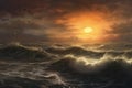 Chilling Stormy sea morning. Generate Ai Royalty Free Stock Photo