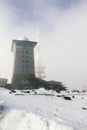 Chilling view of the Brocken in winter in the Harz Mountains, Germany