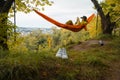 chilling woman laying down in hammock Royalty Free Stock Photo