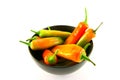 Chillis in a Black Bowl Royalty Free Stock Photo