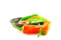 Chillis and Dipping Sauce in a Bowl Royalty Free Stock Photo