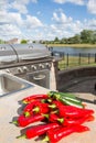 Chillis and Zucchinis on the Counter Top Royalty Free Stock Photo