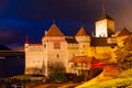 Chillon Castle on Lake Geneva at summer dusk, Switzerland Royalty Free Stock Photo