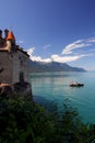 Chillon castle and Lac Leman view, Montreux - Switzerland Royalty Free Stock Photo