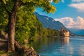 Chillon castle on the shore of the lake Geneva Switzerland