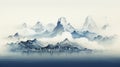 Chillwave Style Illustration Of Mountains And Water With Hand Drawn Watercolor Calligraphy Royalty Free Stock Photo