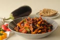 Chilly brinjal served as the side dish for indian flatbread. A indo chinese brinjal dish prepared with sauteed brinjal, chilly,