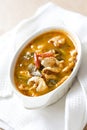 Chilly chicken tom yum on white fabric Royalty Free Stock Photo