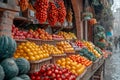 Chilly market vibes Vendors selling colorful winter fruits and vegetables