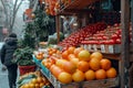 Chilly market vibes Vendors selling colorful winter fruits and vegetables