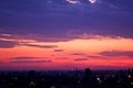 Purple sunset over Bucharest city Royalty Free Stock Photo