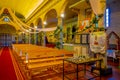 CHILOE, CHILE - SEPTEMBER, 27, 2018: Indoor view of church of Nercon, recognized as a World Heritage Site by Unesco