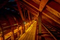 CHILOE, CHILE - SEPTEMBER, 27, 2018: Indoor view of historic church of Nercon, catholic temple located in the chilota Royalty Free Stock Photo