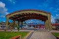 CHILOE, CHILE - SEPTEMBER, 27, 2018: Outdoor view of huge wooden estructure located in a park located in the Island