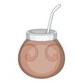 Chimarrao for mate or terere icon, cartoon style