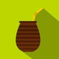 Chimarrao for mate or terere icon, flat style Royalty Free Stock Photo