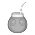 Chimarrao for mate or terere icon monochrome