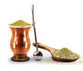 chimarrÃÂ£o gourd, with metallic straw or bomb, yerba mate and hot water, Royalty Free Stock Photo