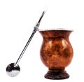 chimarrÃÂ£o gourd, with metallic straw or bomb, yerba mate and hot water Royalty Free Stock Photo