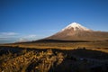 Chimborazo volcano at sunset.