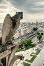 Chimera of the Cathedral of Notre Dame de Paris overlooking the Royalty Free Stock Photo